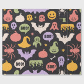 ハロウィンカラフルブラック背景トリックまたはトリート ラッピングペーパー (フラット)