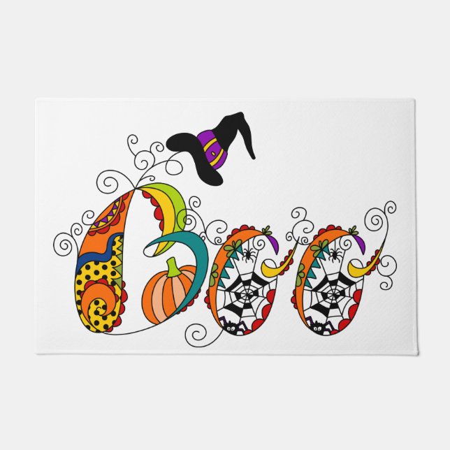 ハロウィンカラフルブーことわざ ドアマット (正面)