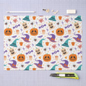 ハロウィンカラフル不気味シンボルパターン 薄葉紙 (クラフト)
