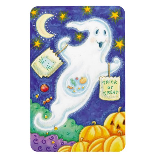 ハロウィンカラフル幽霊付きハロウィン磁石 マグネット (縦)