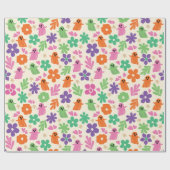 ハロウィンカラフル抽象芸術花模様星 ラッピングペーパー (フラット)