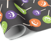 ハロウィンカラフル棒つきキャンデーダークブラックシームレス ラッピングペーパー (ロールコーナー)