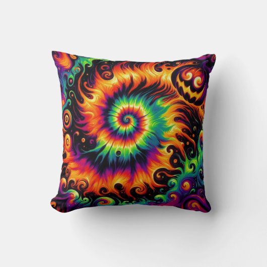 ハロウィンカラー&おもしろいカボチャのタイダイ クッション (正面)