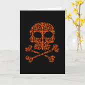 ハロウィンカラー!オレンジとブラックのスカル カード (黄色い花)
