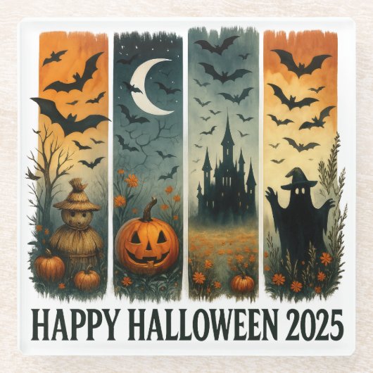 ハロウィンカルテット ガラスコースター (正面)