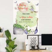 ハロウィンカルドロンベビーがブルーイング歓迎サイン ポスター (ホームオフィス)