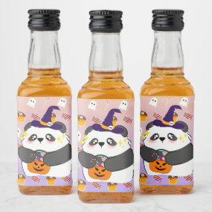 ハロウィンカワイイベビーパンダトリックオアトリート リキュールボトルラベル