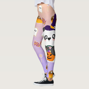 ハロウィンカワイイベビーパンダトリックオアトリート レギンス