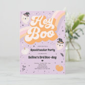 ハロウィンカワイイレトロ不気味幽霊誕生日パーティー 招待状 (スタンド正面)