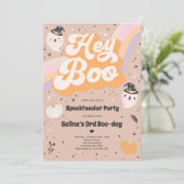 ハロウィンカワイイレトロ不気味幽霊誕生日パーティー 招待状 (スタンド正面)