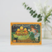 ハロウィンカワイイヴィンテージビクトリアンカボチャ ポストカード (スタンド正面)