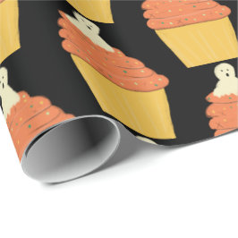 ハロウィンカワイイ幽霊オンカップケーキ ラッピングペーパー