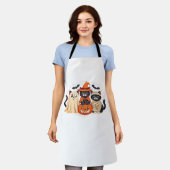 ハロウィンカワイイ幽霊カボチャクラシック猫Tシャツ_1 エプロン (着用した状態)