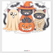 ハロウィンカワイイ幽霊カボチャクラシック猫Tシャツ_1 シール (シート)