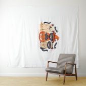 ハロウィンカワイイ幽霊カボチャクラシック猫Tシャツ_1 タペストリー (インサイチュ(横))