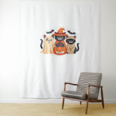 ハロウィンカワイイ幽霊カボチャクラシック猫Tシャツ_1 タペストリー (インサイチュ)