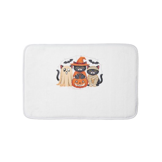 ハロウィンカワイイ幽霊カボチャクラシック猫Tシャツ_1 バスマット (正面)