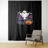 ハロウィンカワイイ幽霊カボチャクラシック猫Tシャツ_3 タペストリー (インサイチュ)