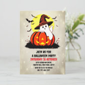 ハロウィンカワイイ幽霊カボチャパーティの招待状 招待状 (スタンド正面)