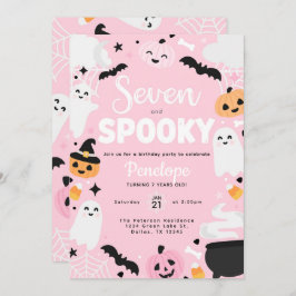 ハロウィンカワイイ幽霊カボチャ7thバースデーパーティー 招待状