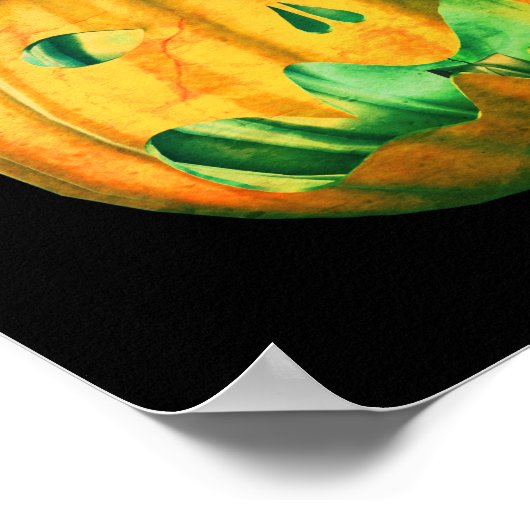 ハロウィンカワイイ幽霊ハロウィーンのカボチャのちょうちん ポスター (角)