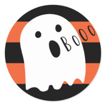 ハロウィンカワイイ幽霊ブオレンジアンドブラックストライプ