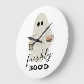 ハロウィンカワイイ幽霊 |コーヒー好きの新鮮さ ラージ壁時計 (傾斜)