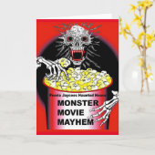 ハロウィンカード骨組食べ物のバター付きのポップコーン カード (黄色い花)