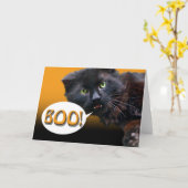 ハロウィンカード黒猫はブーイングを言います! 中ブランク カード (黄色い花)