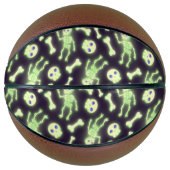 ハロウィンカ不気味ウトス白熱［赤熱］光を放つケルトンボーンズスカル バスケットボール (正面)