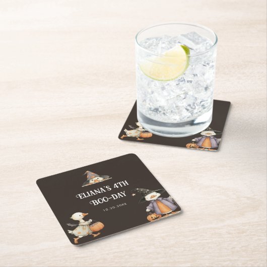 ハロウィンガチョウ子供の誕生日衣装パーティー スクエアペーパーコースター (インサイチュ)