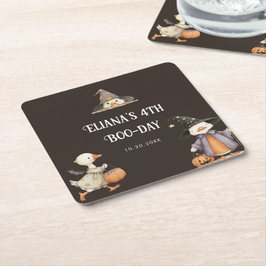 ハロウィンガチョウ子供の誕生日衣装パーティー スクエアペーパーコースター (アングル)