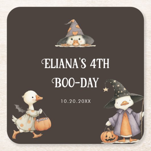ハロウィンガチョウ子供の誕生日衣装パーティー スクエアペーパーコースター (正面)