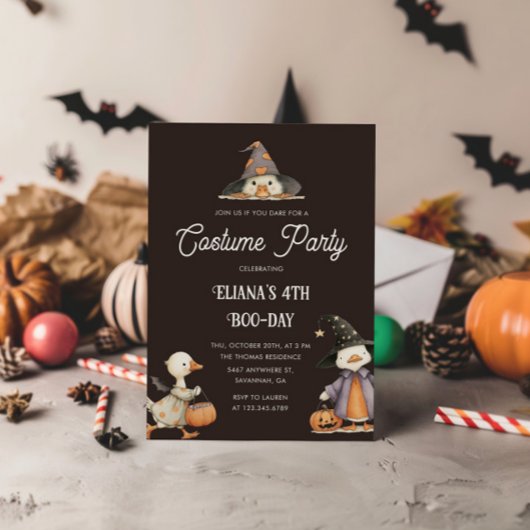 ハロウィンガチョウ子供の誕生日衣装パーティー 招待状
