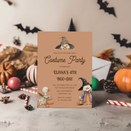 ハロウィンガチョウ子供の誕生日衣装パーティー 招待状