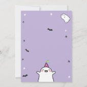 ハロウィンガールの誕生日招待状 紫 かわいいおばけ 招待状 (裏面)