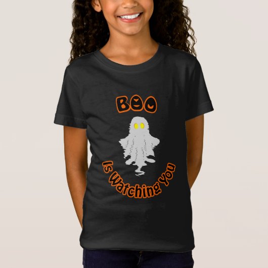 ハロウィンガールのTシャツ | ブーはあなたを見ている Tシャツ (正面)