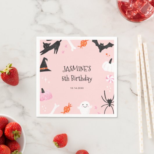 ハロウィンガールズ誕生日ナプキンス スタンダードカクテルナプキン (インサイチュ)