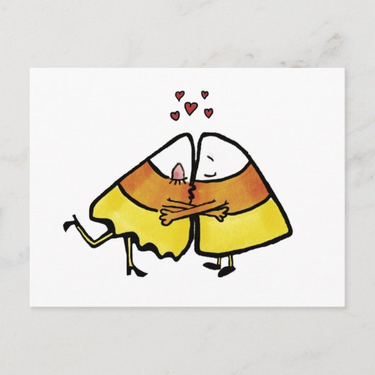 ハロウィンキスをするキャンディコーン ポストカード (正面)