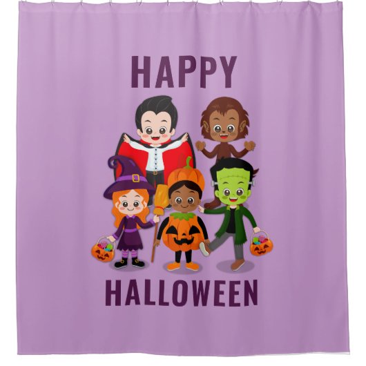 ハロウィンキッズかわいいコスチュームパーティー シャワーカーテン (正面)