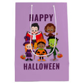 ハロウィンキッズかわいいコスチュームパーティー ミディアムペーパーバッグ (裏面)