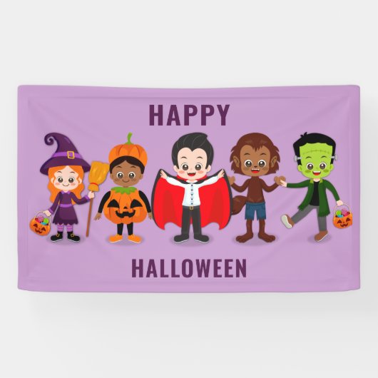 ハロウィンキッズかわいいコスチュームパーティー 横断幕 (横)