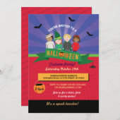 ハロウィンキッズコスチュームかぼちゃのパーティー招待状 招待状 (正面/裏面)