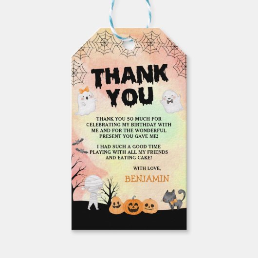 ハロウィンキッズコスチューム1st誕生日パーティー ギフトタグ (正面)