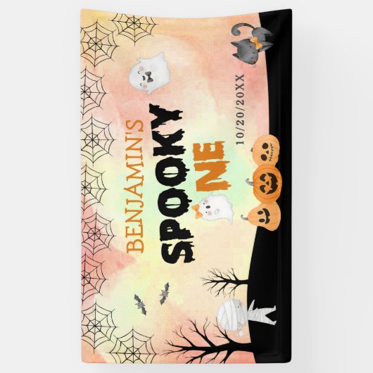 ハロウィンキッズコスチューム1st誕生日パーティー 横断幕 (縦)