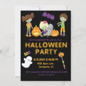 ハロウィンキッズゾンビパンプキン幽霊不気味パーティー 招待状 (正面)