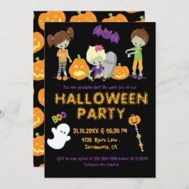 ハロウィンキッズゾンビパンプキン幽霊不気味パーティー 招待状