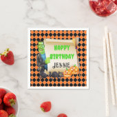 ハロウィンキッズネームフランケンシュタイン誕生日カスタム スタンダードカクテルナプキン (インサイチュ)