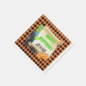 ハロウィンキッズネームフランケンシュタイン誕生日カスタム スタンダードカクテルナプキン (角)