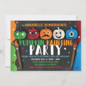 ハロウィンキッズパンプキ絵画ンパーティの招待状 招待状 (正面)